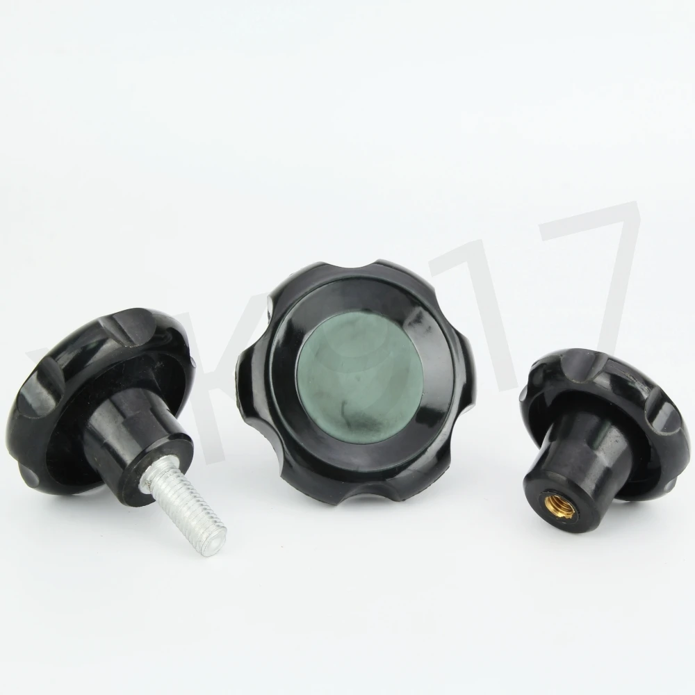 YK917 Bakelite Injection Molded Copper Core Knob Internal Thread Corrugated Handle For Mechanical Equipment