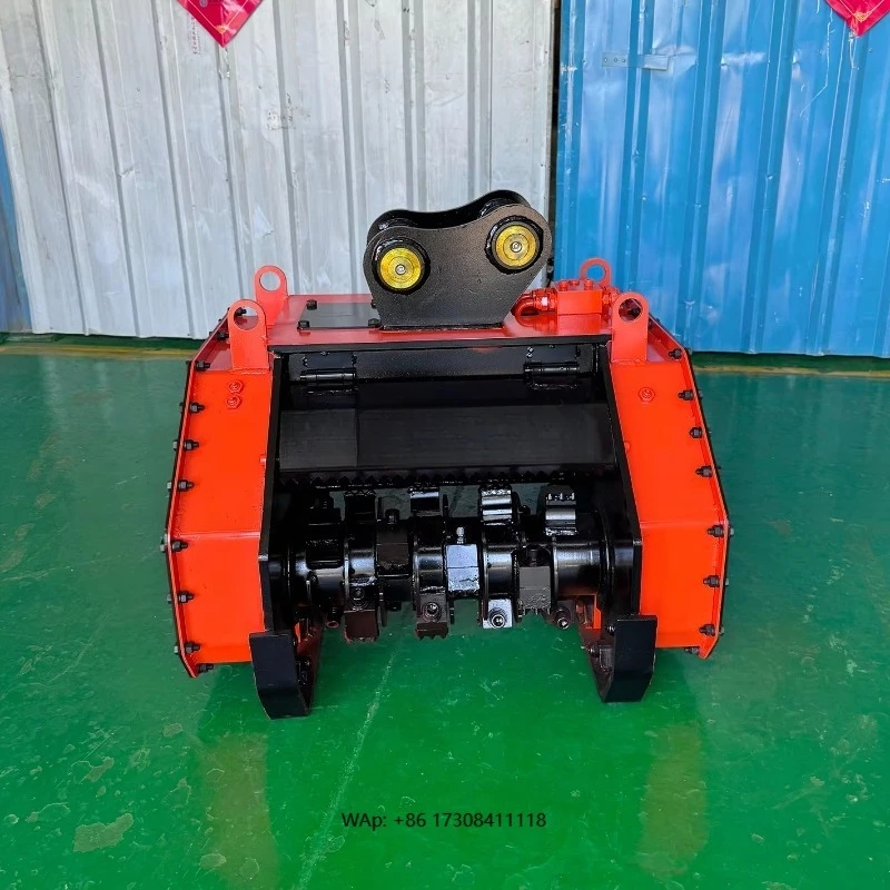 

Excavator with efficient brush cutter and flail lawn mower including engine gearbox bearing core components