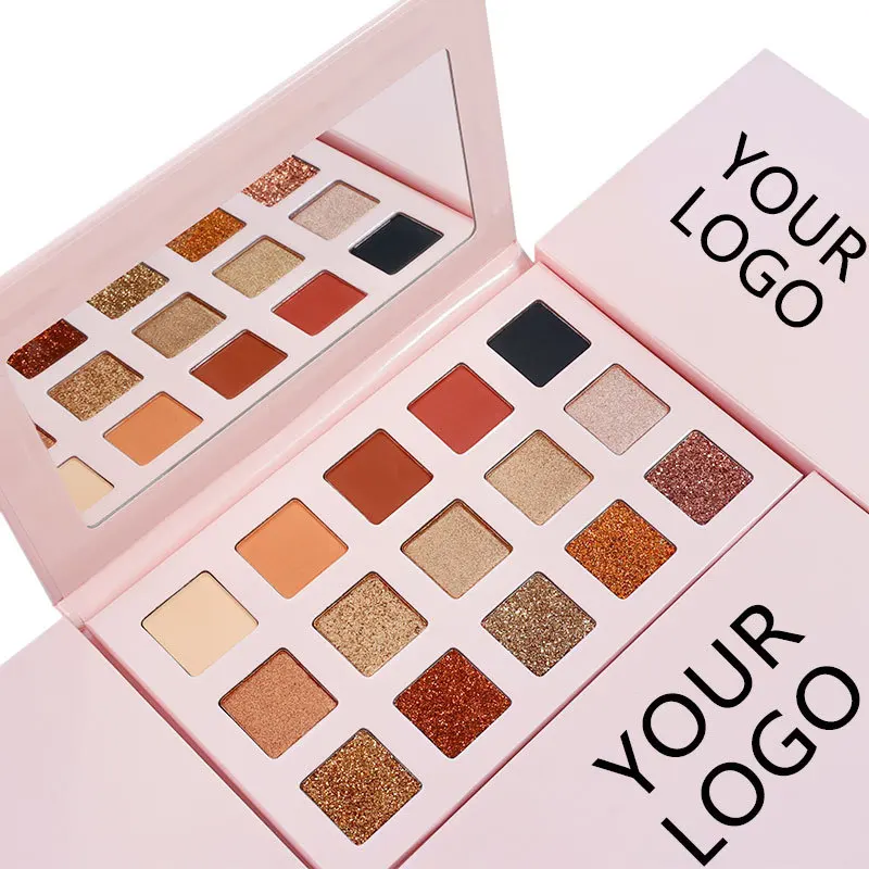 Private Label 15 Color Earth Tone Eyeshadow Palette Shimmer Glitter Matte Pink Pueple Pigmented Eye Shadow Makeup