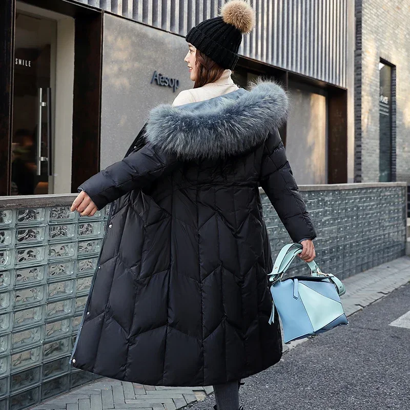 Double-Sided Down Cotton Jacket Winter Long Korean Loose Thick Large Fur Collar Cotton-Padded Jacket Oversized Parker jacket New