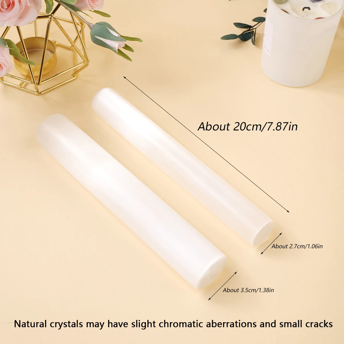 1pc Natural Crystals Selenite Round Rod Healthy Degaussing Decoration Quartz Energy Gift DIY Jewelry Accessories