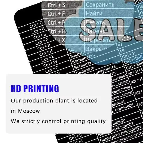 Русская таблица сочетаний клавиш, коврик для мыши с нескользящей резиновой основой, водонепроницаемый, для использования на ПК, ноутбуке, в офисе.