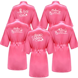 Mis15 Años Robe 15 Years Girl Birthday Party Robes Quinceanera Robe Mis XV Bathrobe Silkly Nightgown