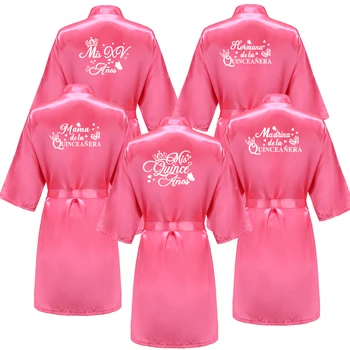Robe Mis15 Años, batas de fiesta de cumpleaños para niña de 15 años, bata para quinceañeras, albornoz Mis XV, camisón sedoso