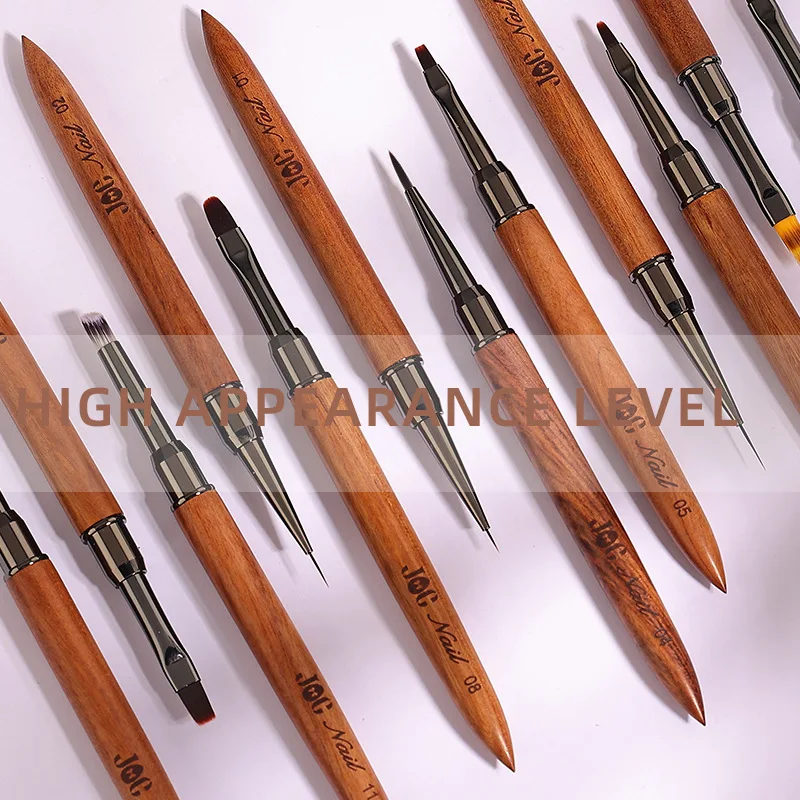 12pcs High Quality Real Wood Nail Brush Set Nail Art Brushes Drawing Pen Art Liner Handle Manicure Stripes Wooden Acrylic