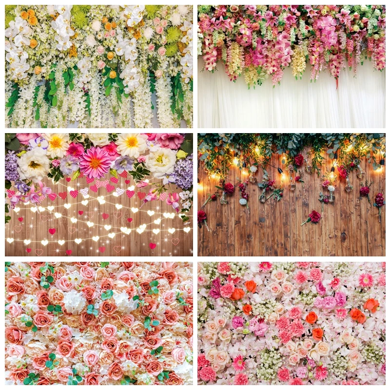 Wedding Photography Backdrop Spring Floral Flowers Wall Baby Birthday Party Decor Bridal Shower Portrait Photo Background Props