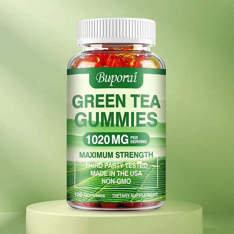 Green Tea Gummies - Control Appetite, Anti-aging, Beauty and Skin Care, Mental Alertness, Promotes Gut and Digestion Health