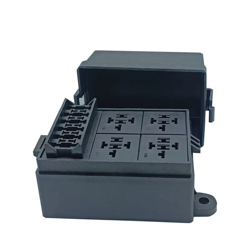 12V Fuse Relay Box With Holder Relay 4 Slots, / ATC Fuse Box, 12 pcs. Metal Terminals, Universal Compatible tierxia