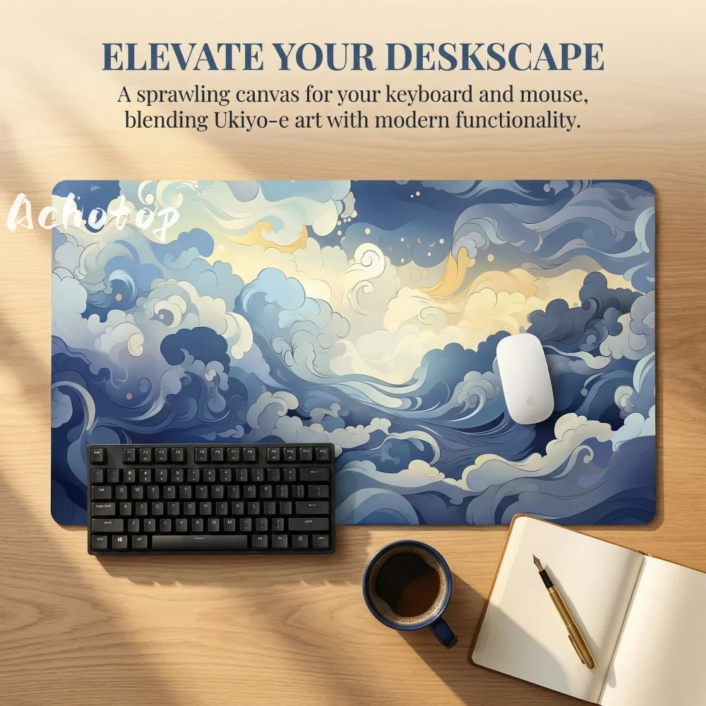 

Большой игровой коврик для мыши XXL 900x400, нескользящий коврик для стола из натурального каучука для ПК-геймеров, коврик для мыши Cloud