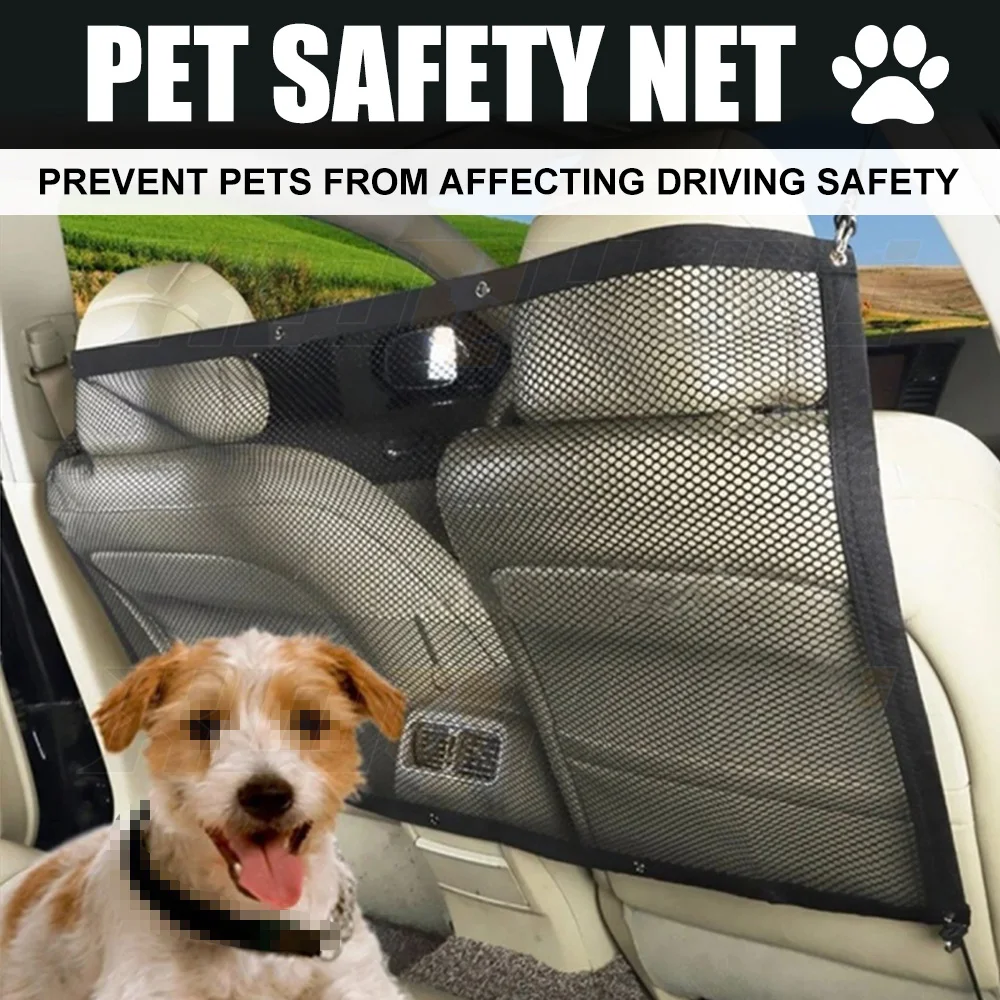 Car Dog Net Barrier 115CM*62CM Adjustable Portable Mesh Obstacle Car Back Seat Pet Fence Car Pet Isolation Protective Network