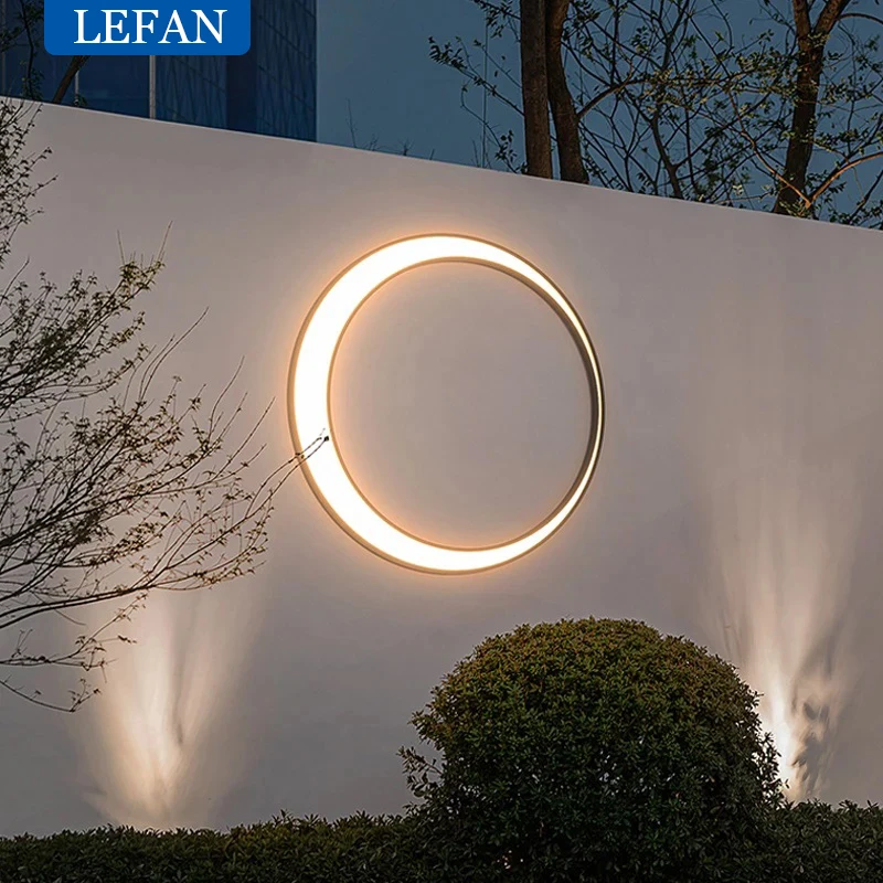 Imagem -05 - Moderno Impermeável Led Wall Light ao ar Livre Villa Terraço Jardim Rua Redondo Lua Fundo Varanda Lâmpadas Ip65