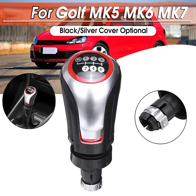 

6 Speed Leather Car Gear Shift Knob Shifter Lever Handle for Golf MK5 MK6 MK7 Jetta EOS/Scirocco