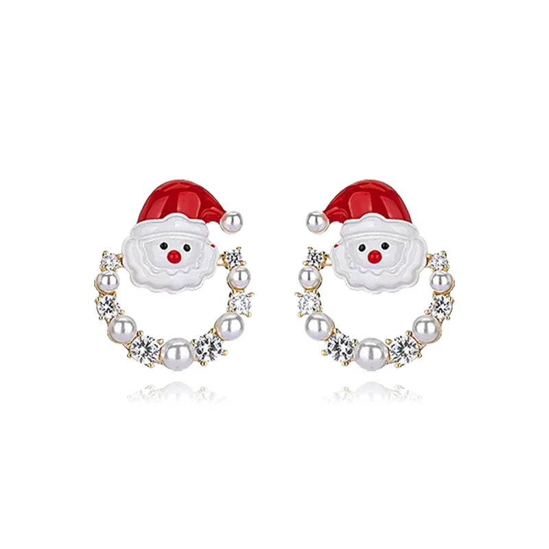 Fashion Christmas Earrings 925 Sterling Silver Asymmetric Christmas Snowman and Christmas Tree Earrings  Fine Jewelry Gifts