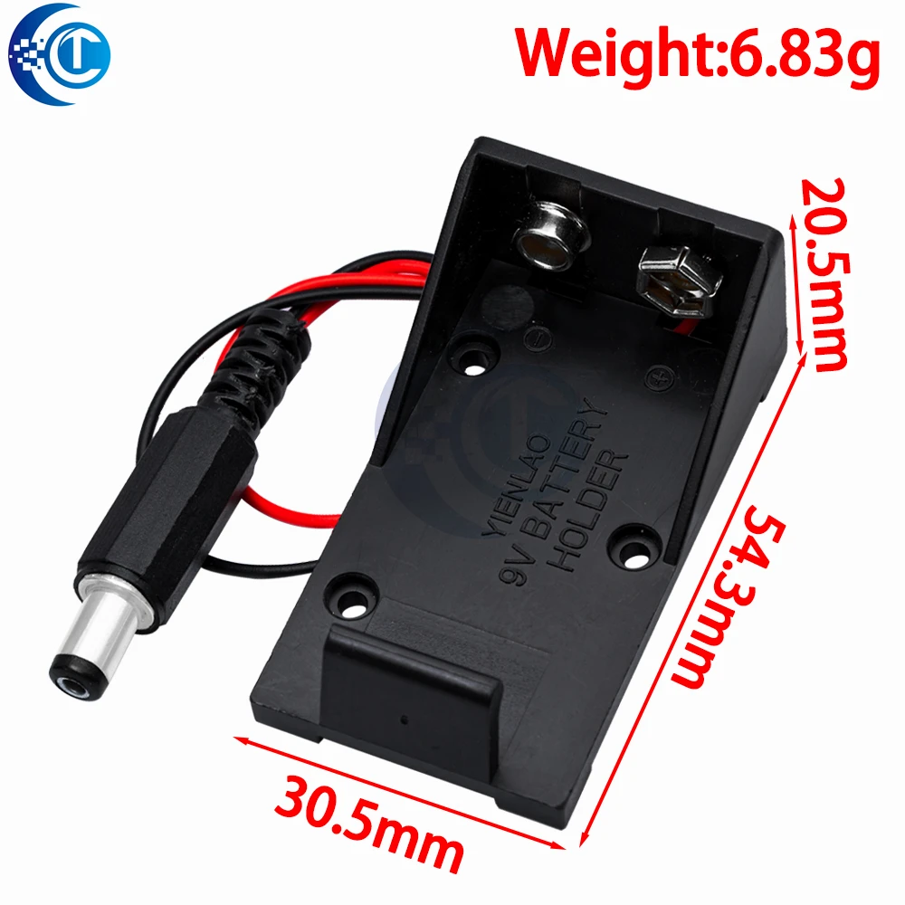 9-V-Batteriehalter mit 5,5 x 2,1 mm DC-Stecker und Kabel – kompatibel für Arduino (2018 beliebtes Modell)