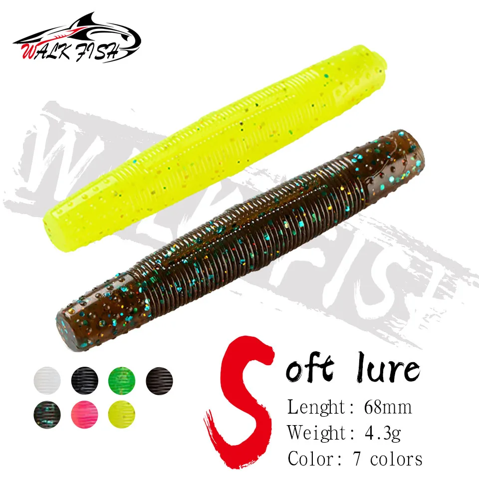 

WALK FISH 10pcs 68mm/4.3g Soft Lures Worm Artificial Ned Rig TPR Floating Baits Bass Carp Swimbait Outdoor Fishing Accessories