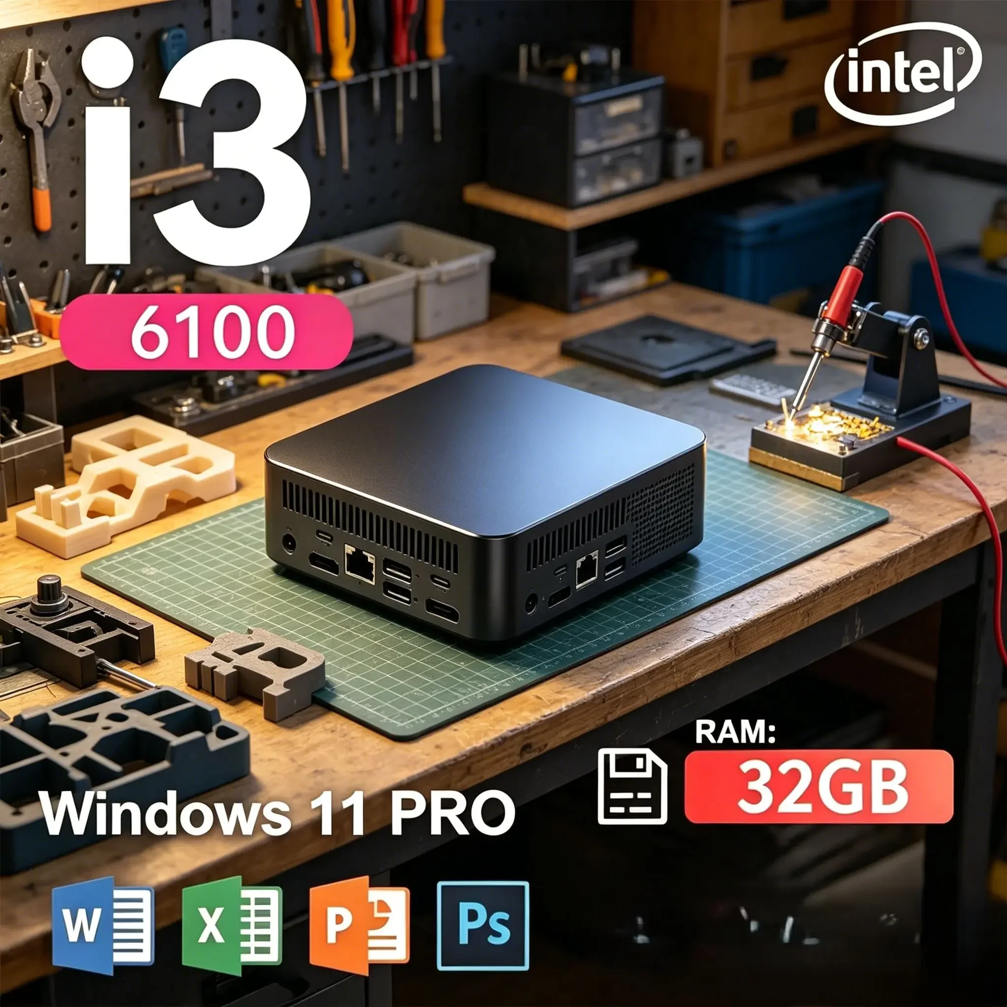 2026 Brand New Mini PC | Intel Core I3‑6100 Processor, Windows 11 Pro, 32GB RAM, Optional 1TB/2TB, WiFi 6 & Bluetooth 5.2, 4K HD