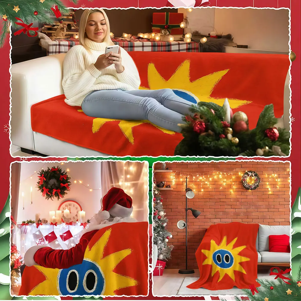 Red Sun Doodle Winter Summer Flannel Blanket Throw Fleece Soft Fuzzy Plush Cozy Fleece Blankets for Sofa Ideal Gifts