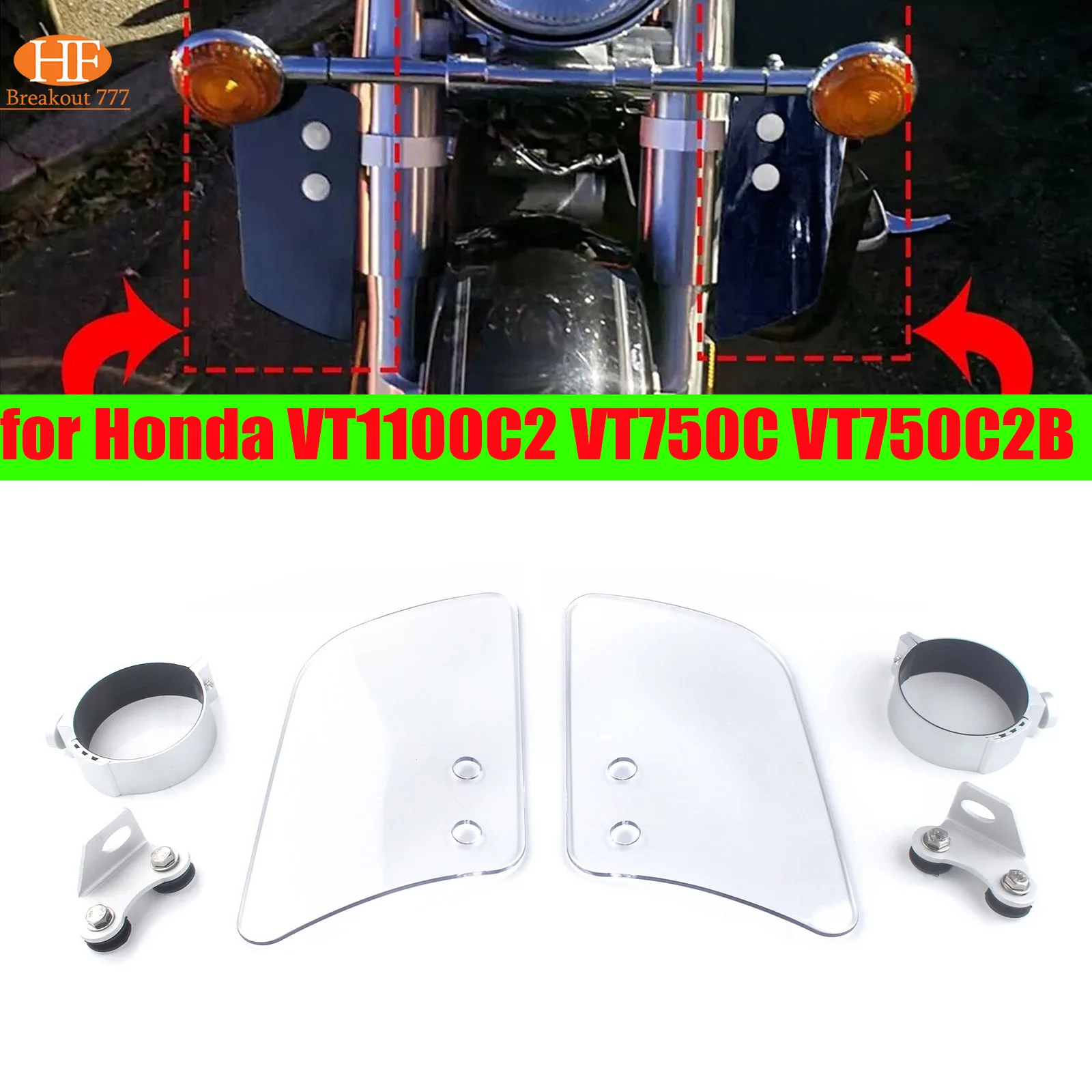 

For Honda Kawasaki Suzuki Black Grey Clear Motorcycle Fork Air Deflectors Windscreen Universal Motorcycle Accessories