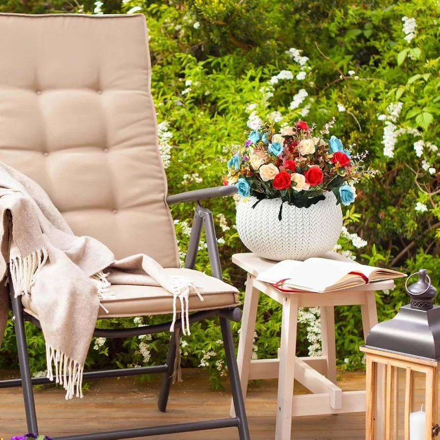 エバーウィン造花ミニバラの花束、装飾用フェイクカラフルな花、茎付き、ホームデコレーション用