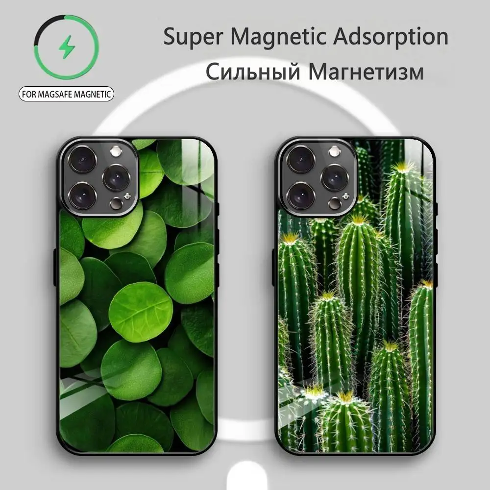 G-Green P-Plants    Phone Case For iPhone17,16,15,14,13,12,11 Plus,Pro Max Magnetic For Magsafe Wireless Charging