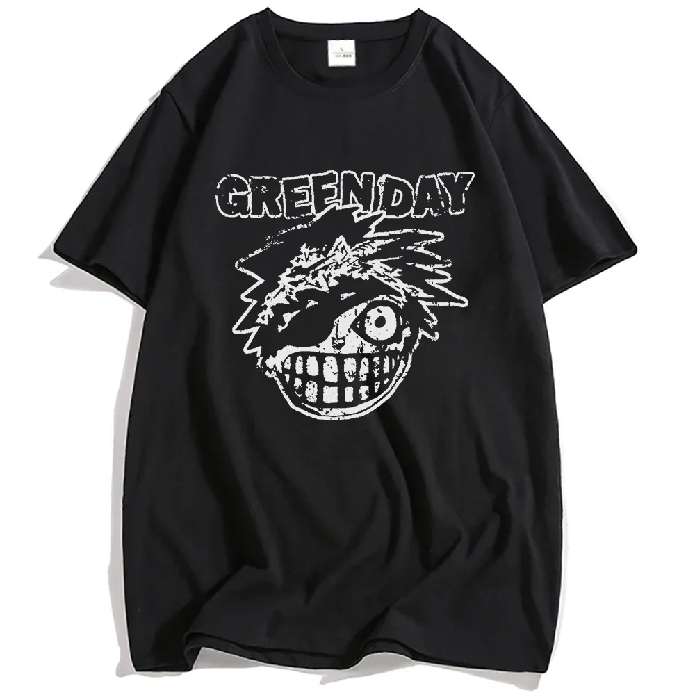 

Men's trendy Green Day rock band character print 100% pure cotton short-sleeved T-shirt streetwear hip-hop