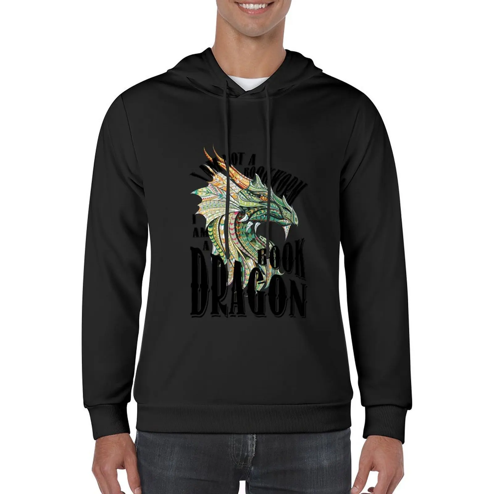 I'm a Book Dragon Hoodie japanese style winter clothes fashion men blouse hoodie for men
