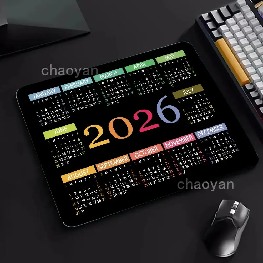 Alas Mouse Hitam Kalender 2026 Alas Mouse Kecil Tahun Baru Alas Mouse Kecil Anti Selip Karet Gaming Kantor Laptop Komputer Perlengkapan Kantor