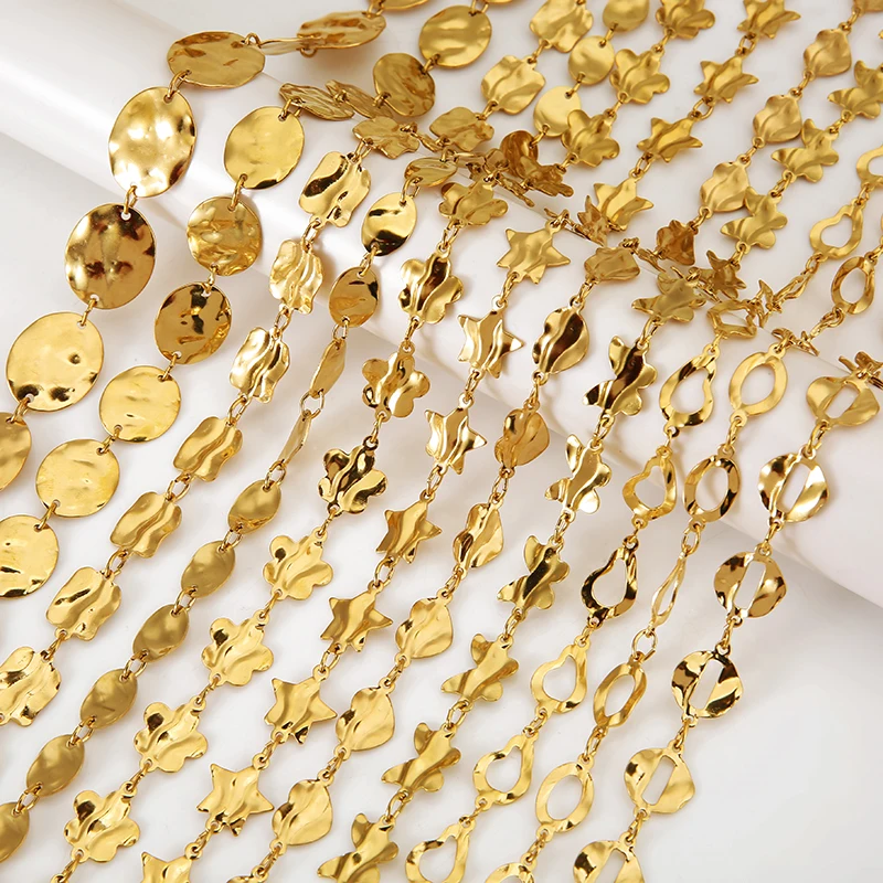 

1 Meter Stainless Steel Chains PVD Butterfly Star Heart Link Chain for DIY Women Necklace Bracelet Jewelry Making Craft Supplies