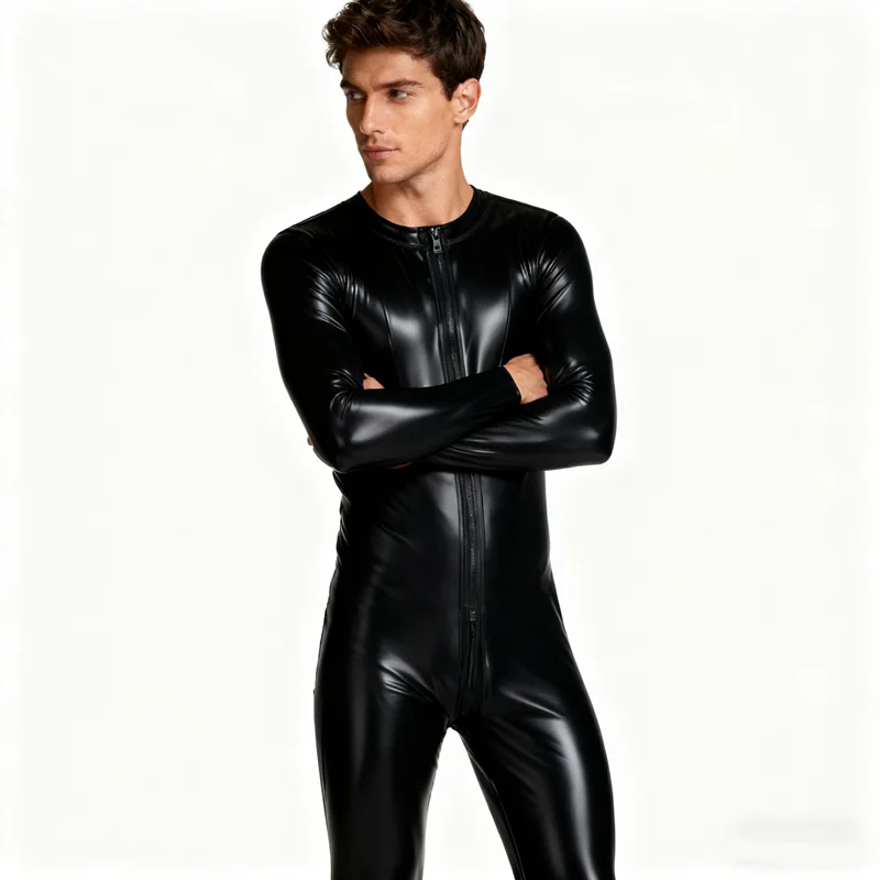 

Черный латексный резиновый комбинезон, боди толщиной 0,4 мм с застежкой-молнией сзади, колготки Gummi, костюм для женщин, размеры от S до XXL