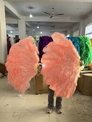 13 Bones 130CM Ostrich Feather Fan Customized Held Folding Colorful Fan for Performance Dance Fans Stage Carnival Show Props