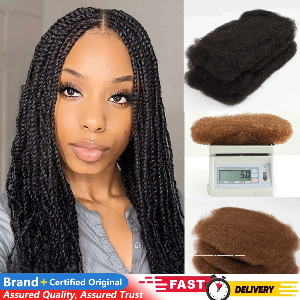 QVR ريمي الشعر البرازيلي الأفرو غريب مجعد الشعر البشري السائبة للتضفير 1 حزمة 50 جرام/قطعة اللون الطبيعي الضفائر الشعر لا لحمة #1