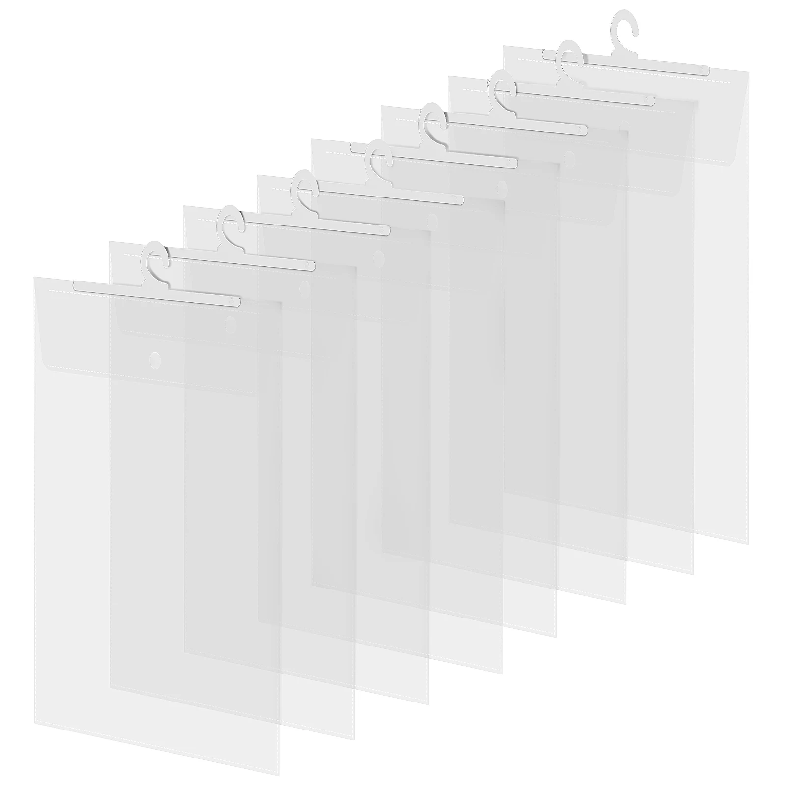 

30pcs Hanging Storage Bags PVC Hanger Organizer Heavy Duty Clear Plastic Book Pouch Classroom Travel Home Large Capacity