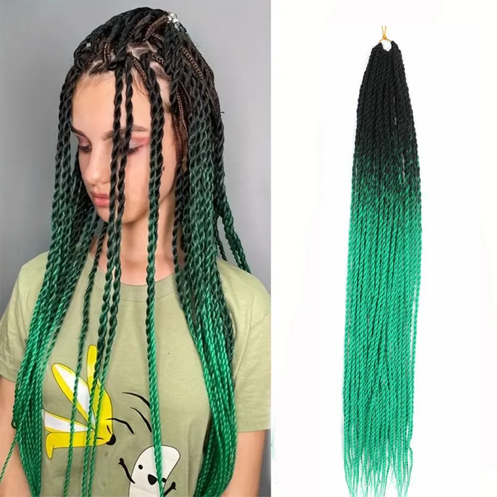 

30 Strand/Pack Ombre Senegalese Twist Crochet Synthetic Wigs Hair Extension Box Braid 24inch rainbow Y2K African dreadlocks Hair