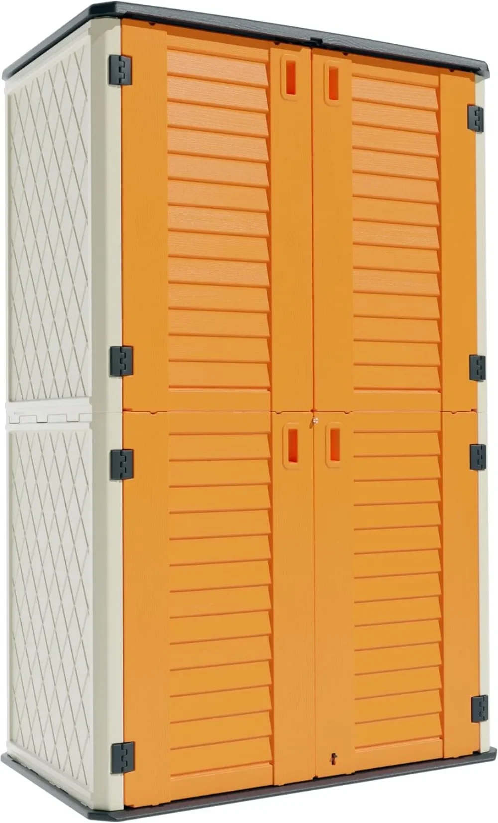 Outdoor Storage Cabinet Waterproof,Resin Vertical Storage Shed Lockable, 66 Cubic Feet Outdoor Storage Box