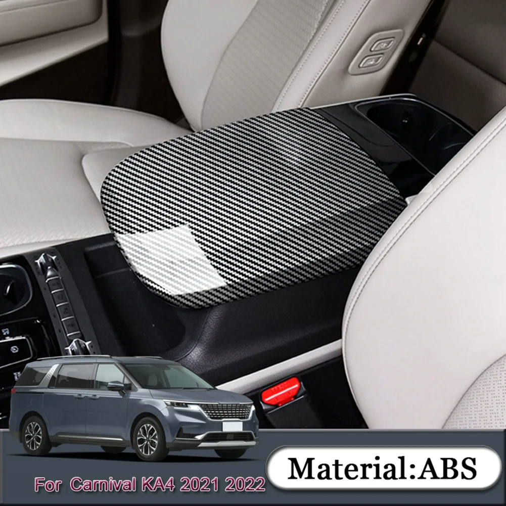 

For Kia Carnival KA4 2021 2022 Carbon Fiber Center Console Armrest Box Protector Panel Cover Trim Sticker Accessories