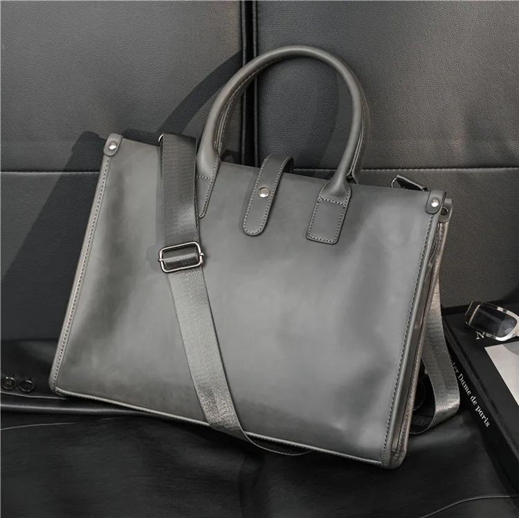 New Korean style men's handbag shoulder messenger document bag trendy grey business laptop briefcase