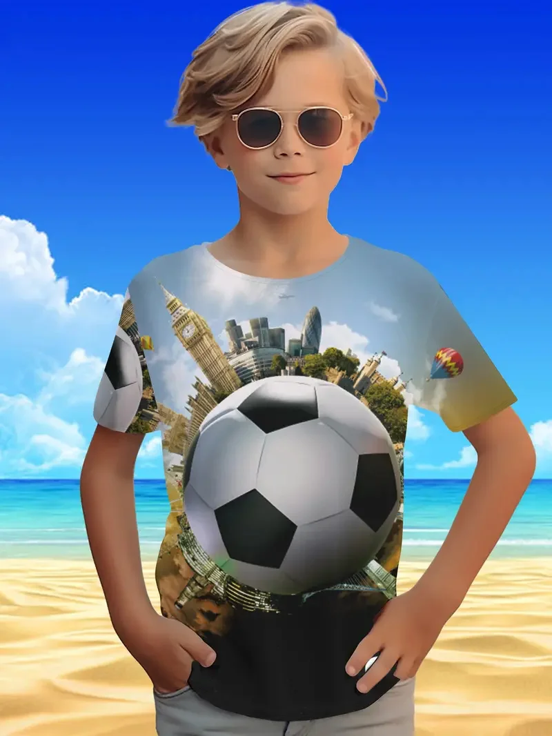 New Football 3d Print Cool Boys Clothing Summer Ball Sports Fitness New Baby T-Shirt Casual Daily Boy Clothes Top Tee