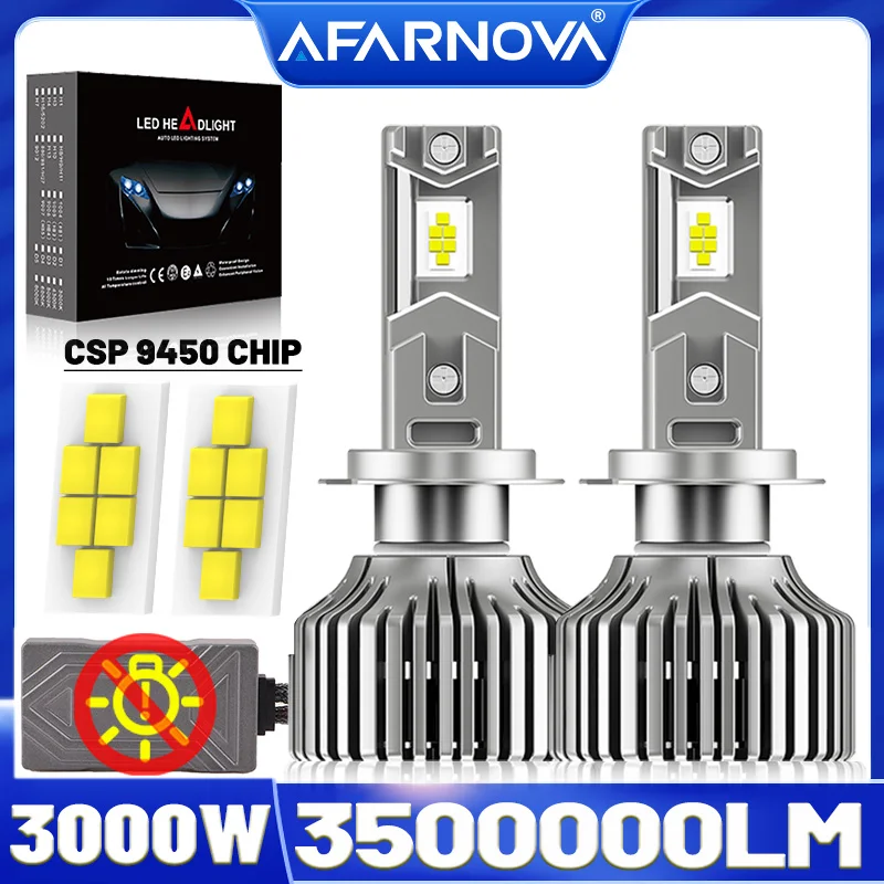 

H7 H4 H11 Светодиодная фара Canbus 3000 Вт 3500000LM Высокая мощность 9450 CSP H1 H8 9005 HB3 9006 HB4 Турбо-лампа 12 В Автомобильная светодиодная фара 6000K