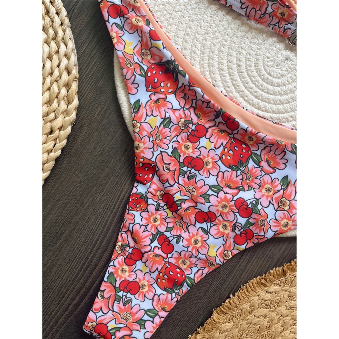 Sexy Blumenmuster, Neckholder-Bikini, brasilianischer Bikini, Damen-Badebekleidung, zweiteiliger Bikini, Badeanzug, Badebekleidung, Schwimmbikini V6048 – Detail 10