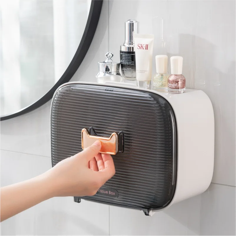 Paper towel storage box, wall mounted, non punching, dustproof, cleaning towel storage rack, toilet wall mounted paper towel box