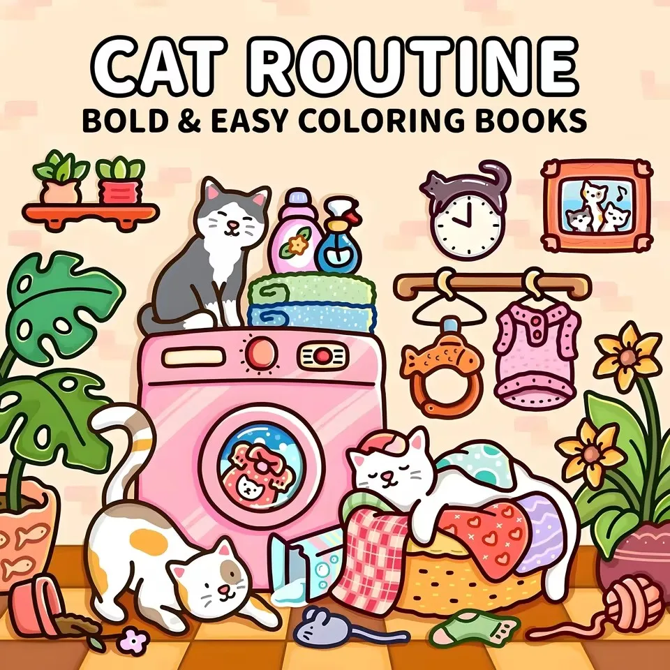 Cat Coloring Book for Adults - Stress Relief Animal Drawing with Thick Paper Gift Friend