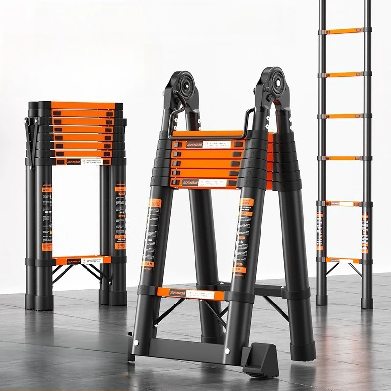 Aluminum Telescopic Ladder Straight or 2-in-1 Multi-Function Extendable Folding Ladder for Home Work Roofing Cleaning Portable