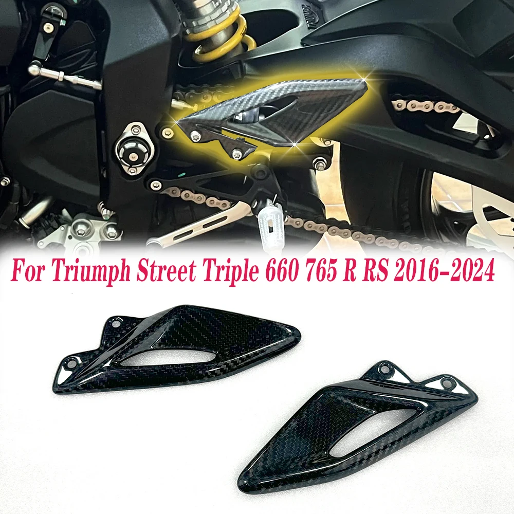 Heel Guard Plates Foot Rests For Triumph Street Triple 660 765 R RS 2016 - 2022 2023 2024 3K Carbon Fiber Motorcycle Accessories