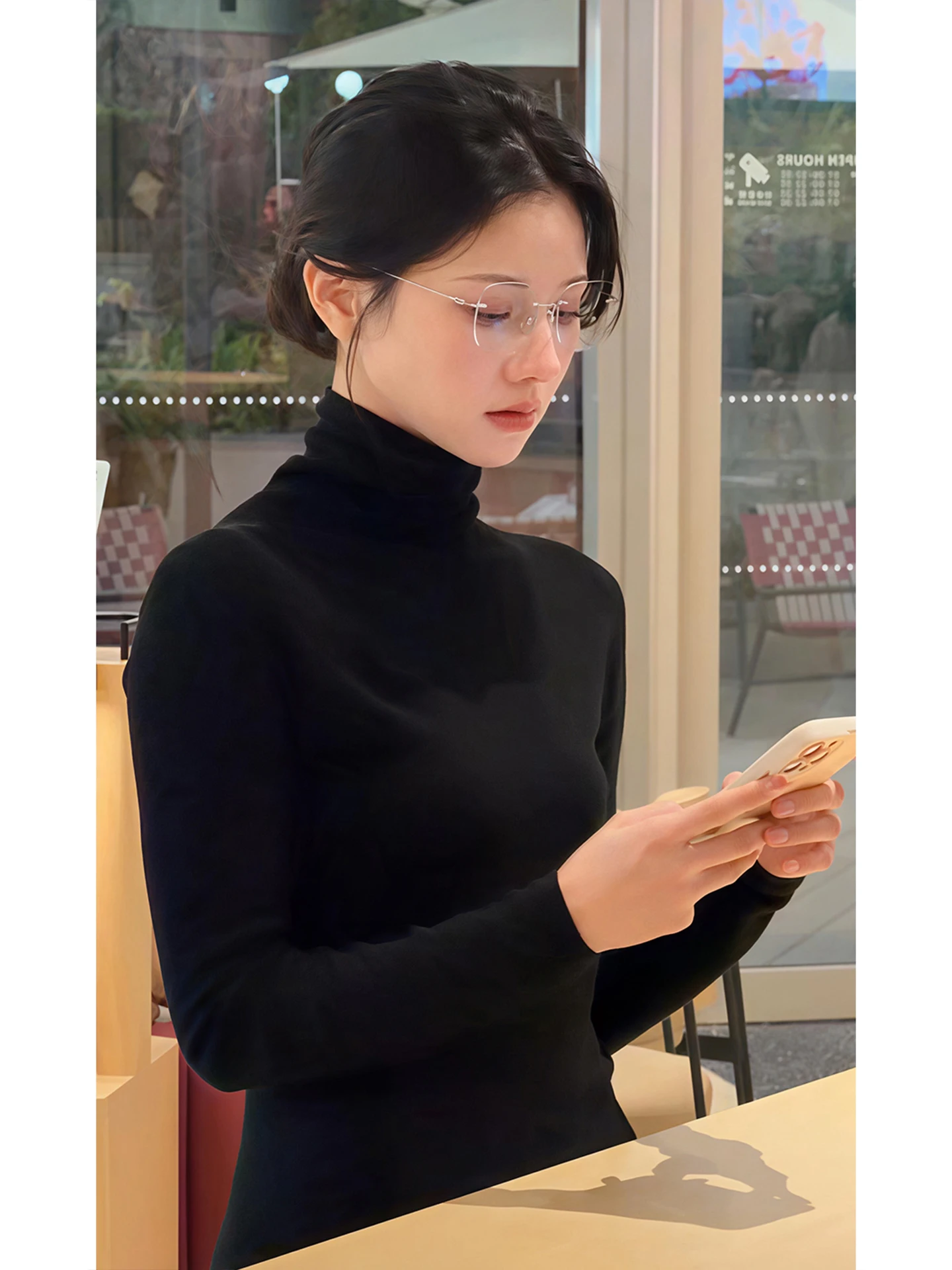 Gola alta feminina thiened longo sve camiseta térmica inverno fino ajuste base de veludo irt ao ar livre wearable roupa interior