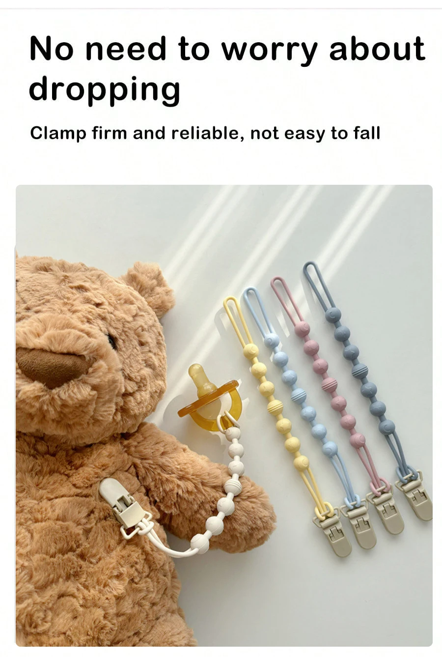 Baby Pacifier Clips Integrated silicone baby pacifier chain Teether Teething Toys Dummy Clip Holder Chain Clip Baby Gift