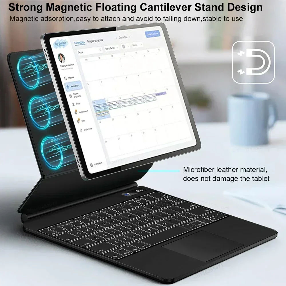 Magic Keyboard For iPad Air11 13 2025 Air 4 5 Pro11 12.9 Bluetooth Keyboard Case For iPad 11th 10th Generation Keyboard with LCD