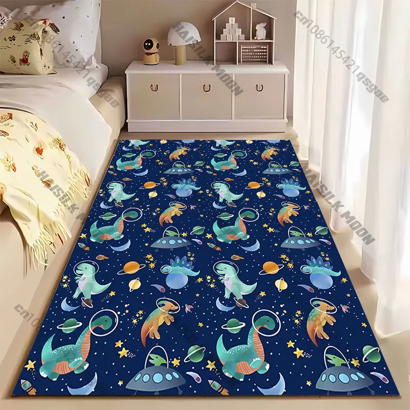 Dinosaurs exploring outer space carpet Yoga living room room decor children's crawling mat doormat area rug games mat