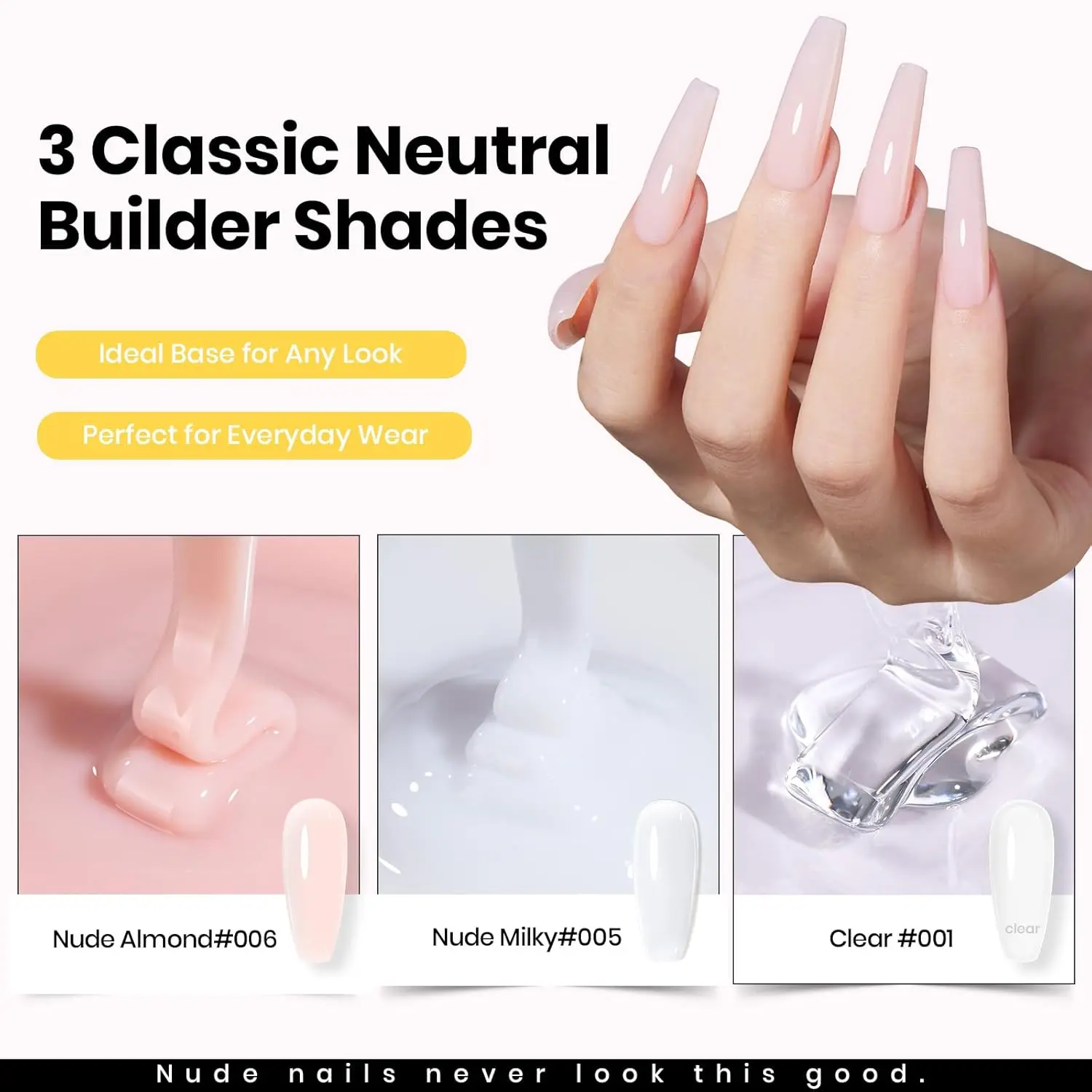 Kit de Gel à ongles neutre classique, 3 couleurs, sculpture d'extension 9 en 1, haute dureté pour les professionnels en Salon, durci UV/LED