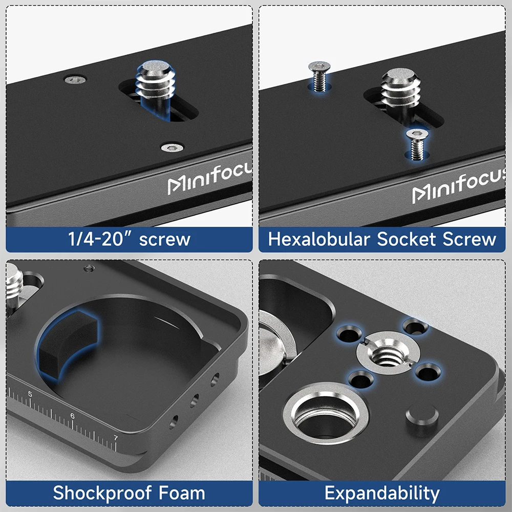 Minifocus AirTag Track Quick Release Plaat Camera QD Mount Adapter met 1/4 "-20 Schroef Voor Canon Sony Nikon Fujifilm Bodemplaat