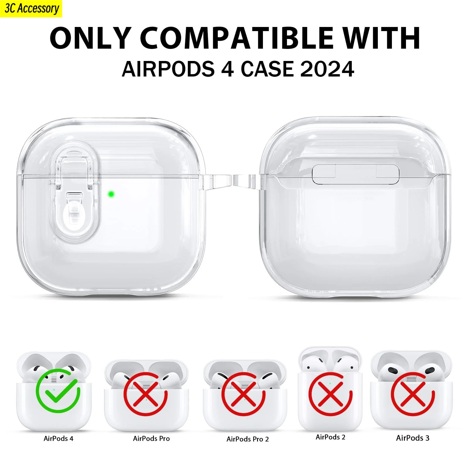 Чехол для airpods 4 Luxury【 Запираемый корпус】Плупрозрачный защитный набор для чистки чехла, совместимый с чехлом AirPods 4-го поколения